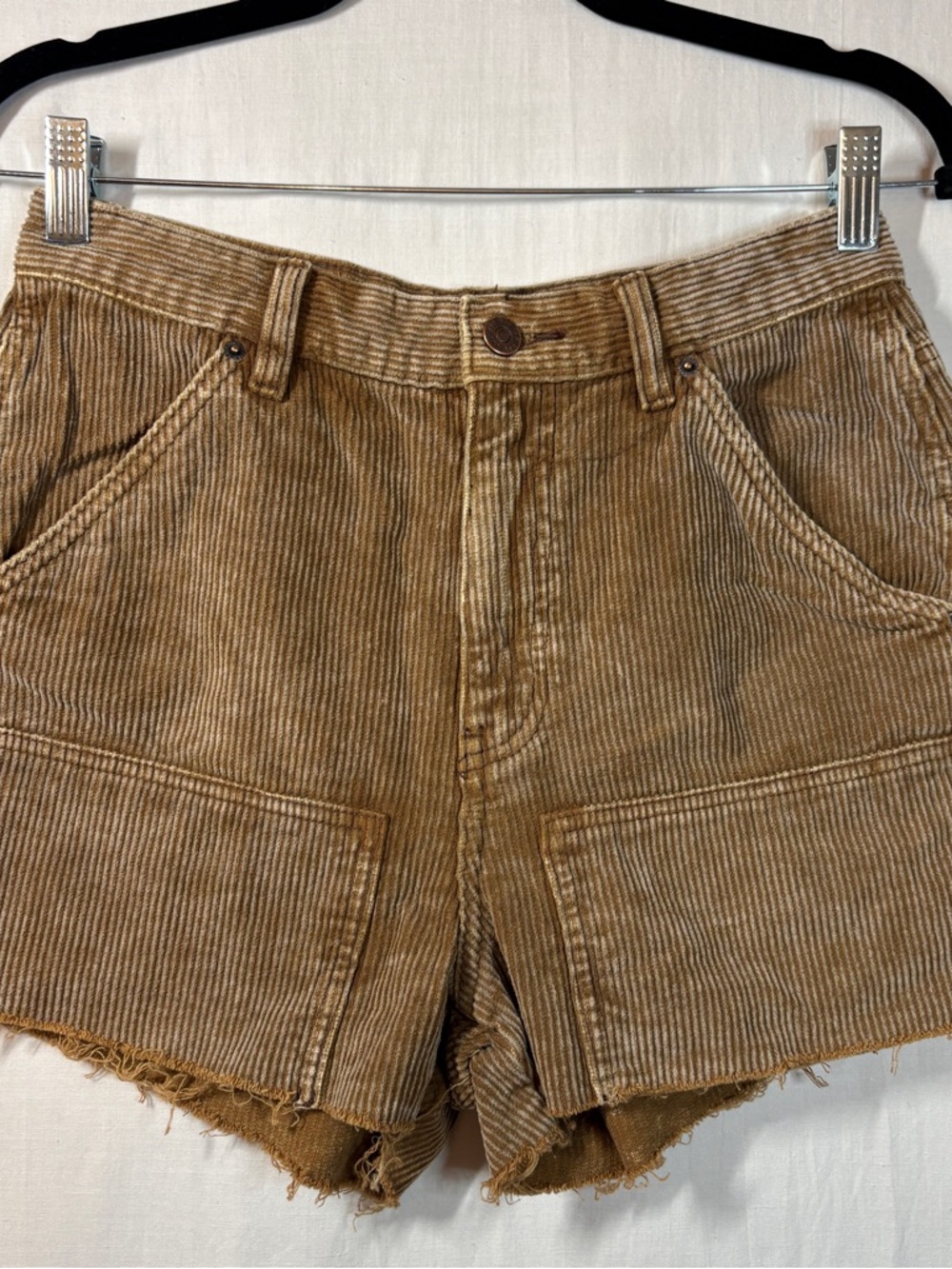 Old Navy Women's Cut Off Carpenters Corduroy High-Rise Shorts in Tan